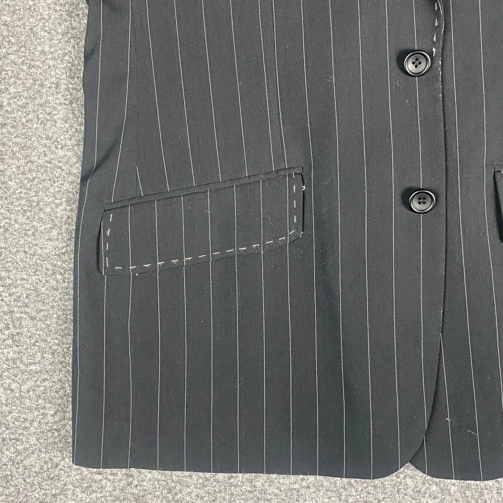 7 Diamonds Mens Blazer S Black Pinstripe‎ Clapton Pink Lining Contrast Stitch
